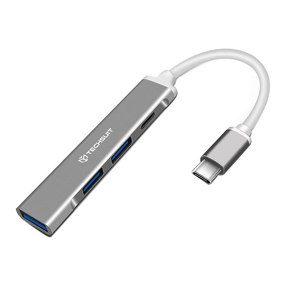 Techsuit - Docking Station PolarisBridge 4 in 1 (H18) - USB-C to 1x USB 3.0, 2x USB 2.0, 1x Type-C - Gray/White