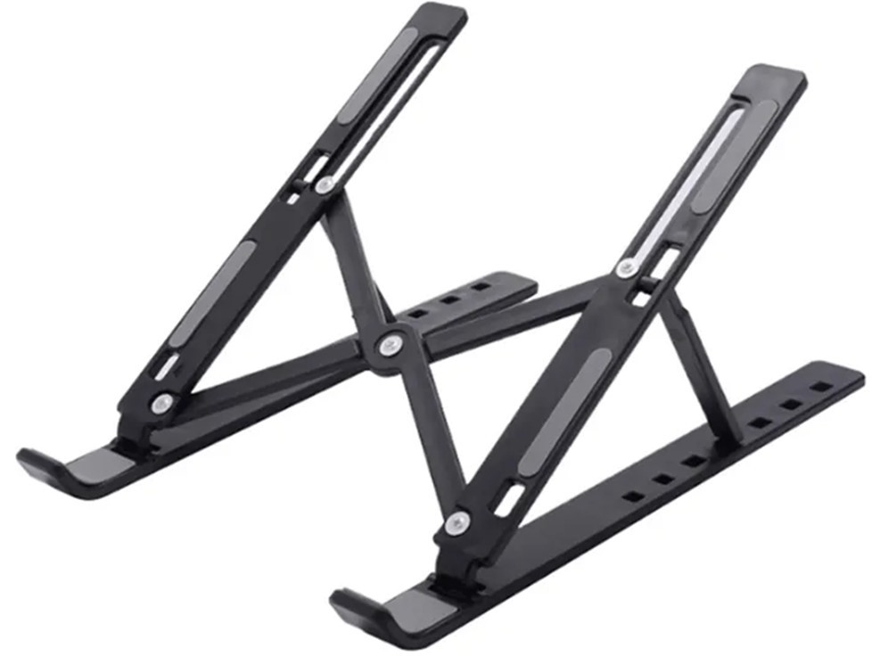 Techsuit - Laptop Holder - Foldable, Adjustable, Aluminium Alloy, Silicone - Black
