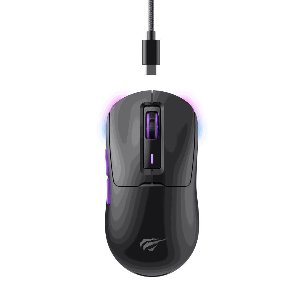 [MS969WB] Havit - Wireless Gaming Mouse (MS969WB) - 1000 - 16000DPI, LED Lights, 150mAh, 1.6m, 5V - Black / Purple