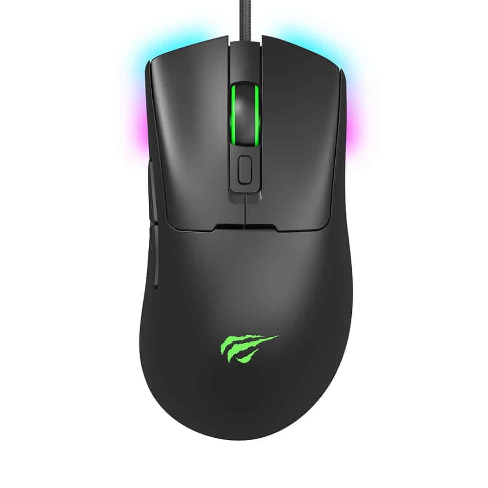 [MS966] Havit - Wired Gaming Mouse (MS966) - with RGB Lights, 800/1600/3200/6400/8000/12000 DPI, 1.6m, 5V - Black