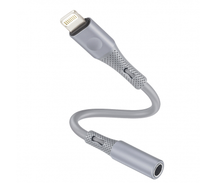 [AC2] Techsuit - Premium Cable Adapter SoundFleX (AC2) - Lightning to 3.5mm Jack, Hi-Fi Quality, Silica Gel - Gray