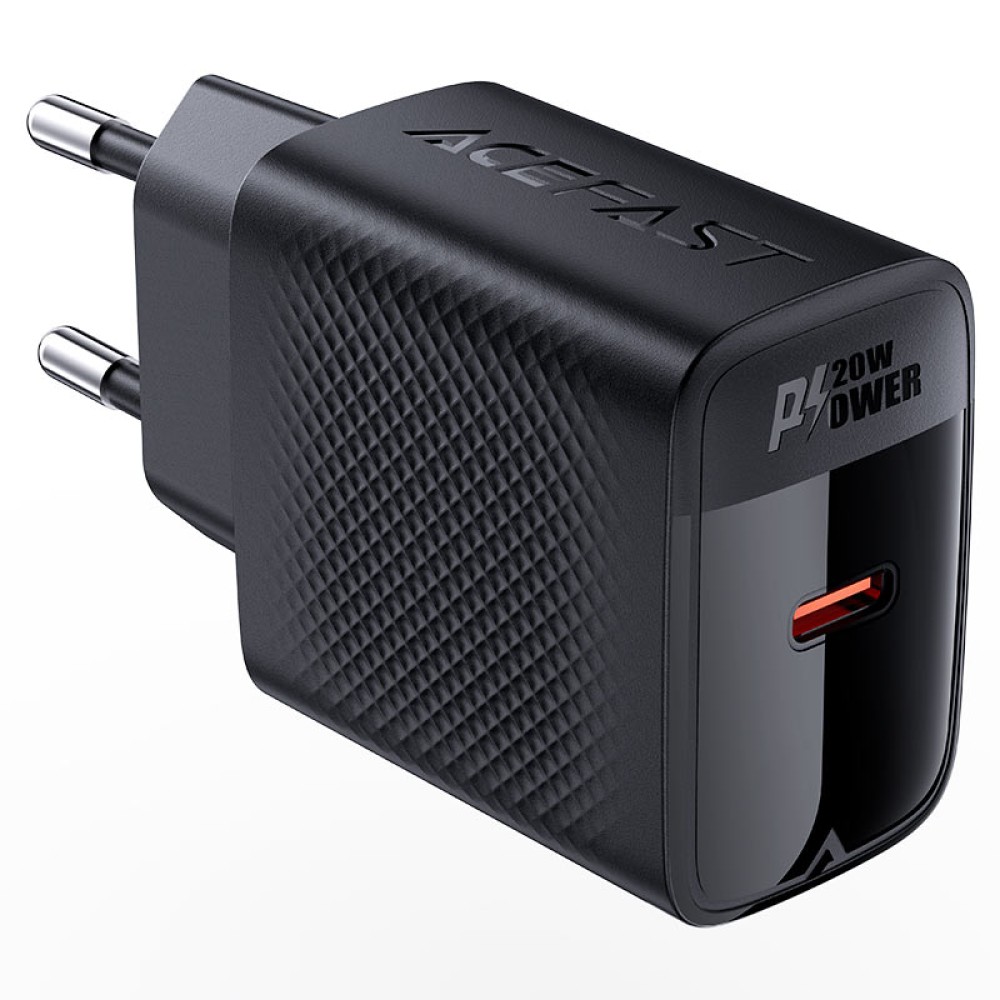 [A82] Acefast - Wall Charger (A82) - Type-C, GaN Technology, PD20W, Supports Fast Charging - Black